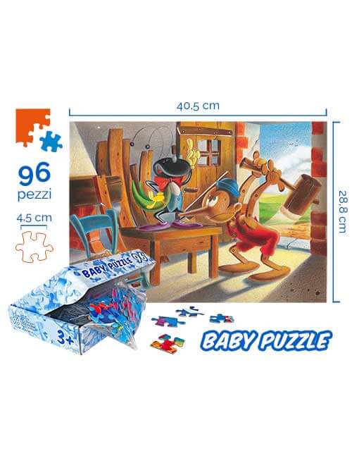 Dimensioni puzzle bambini Pinocchio e il grillo