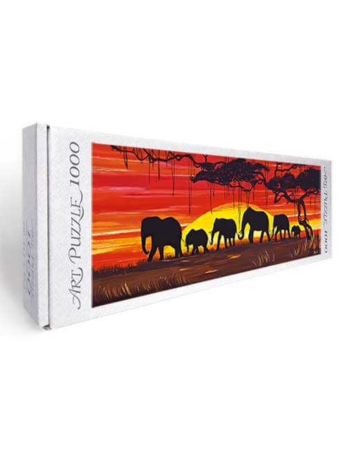 Art Puzzle 1000 pezzi elefanti tramonto