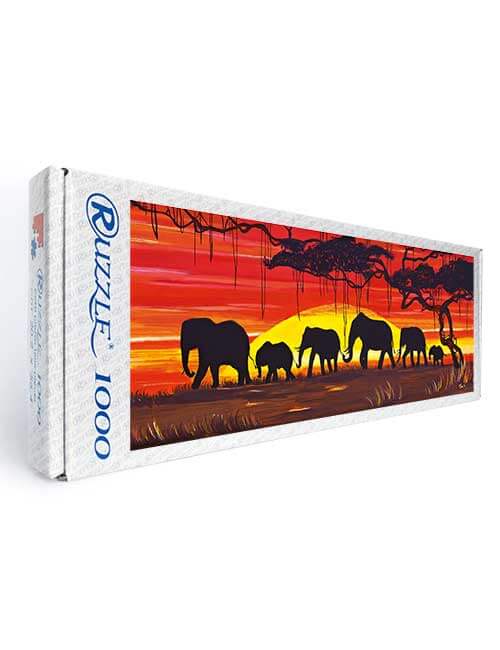 Ruzzle 1000 pezzi micro Elefanti tramonto africa