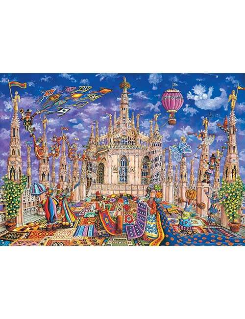 Puzzle 1000 micro tessere Duomo Milano naif Elio Nava