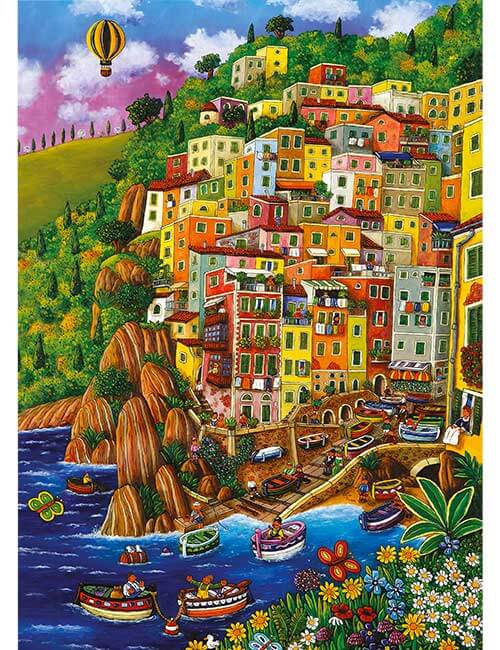 Art Puzzle 1000 pezzi Riomaggiore Cinque Terre naif verticale