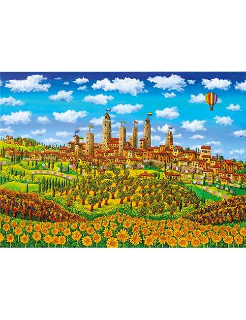 Art Puzzle 1000 pezzi San Gimignano collina naif