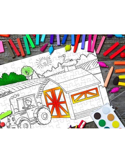 Puzzle da colorare 24 pezzi trattore fattoria