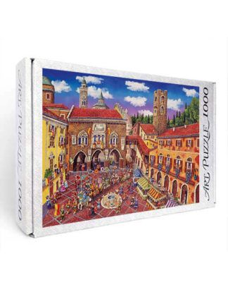 Art Puzzle 1000 pezzi Bergamo Piazza Vecchia naif scatola
