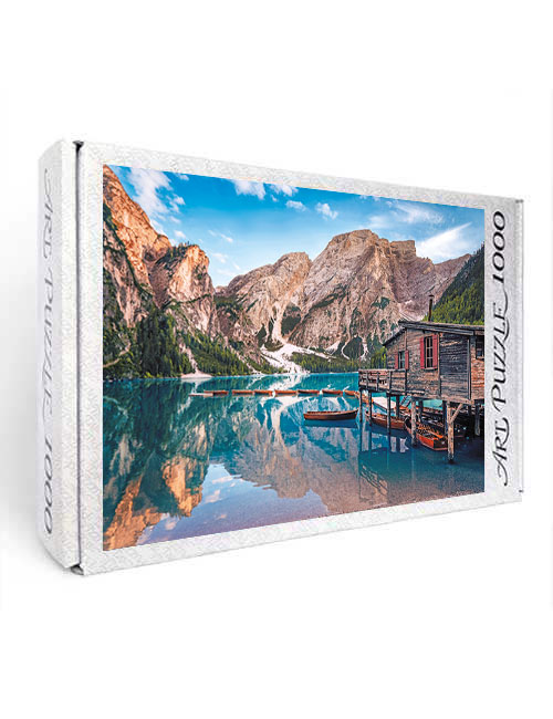Art Puzzle 1080 pezzi Lago Braies barche Dolomiti scatola